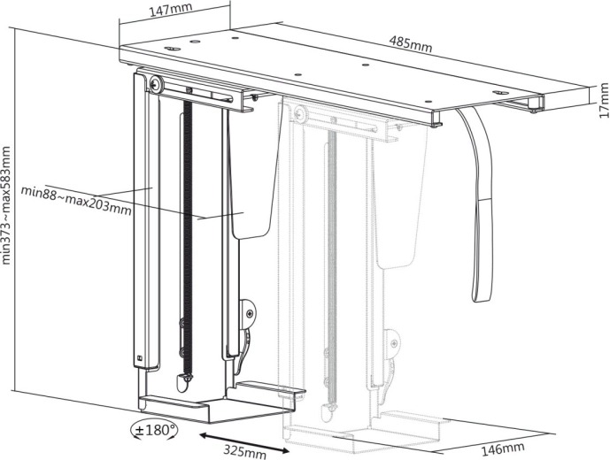 Adjustable height and width for most PC cases