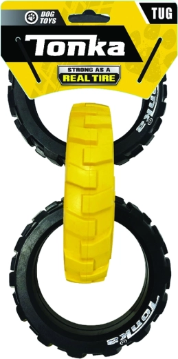 Tonka gumijas vilkšanas riņķi suņiem 3 vienā, izturīga vilkšanas rotaļlieta 27 cm