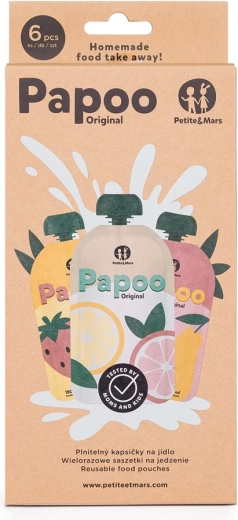 Atkārtoti lietojami pārtikas maisiņi PETITE&MARS Papoo Original, 6 gab.