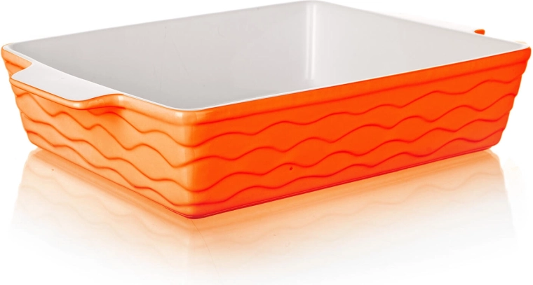 Keramiska cepamforma Culinaria, taisnstūrveida 33 × 21 cm, oranži balta