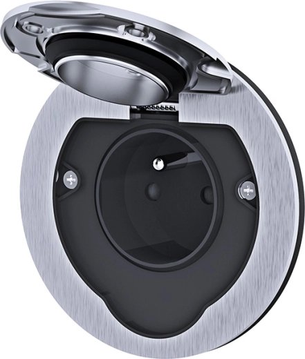 Durable metal cover with an inox look and no visible screws