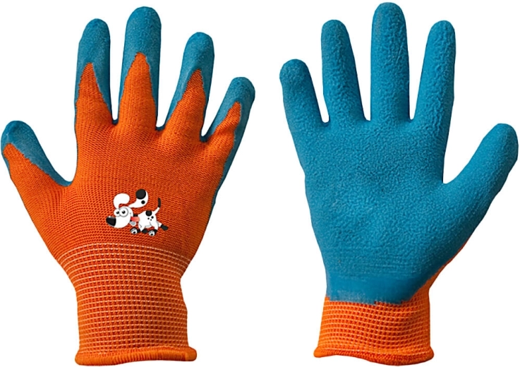 ORANGE foam latex work gloves, size 6