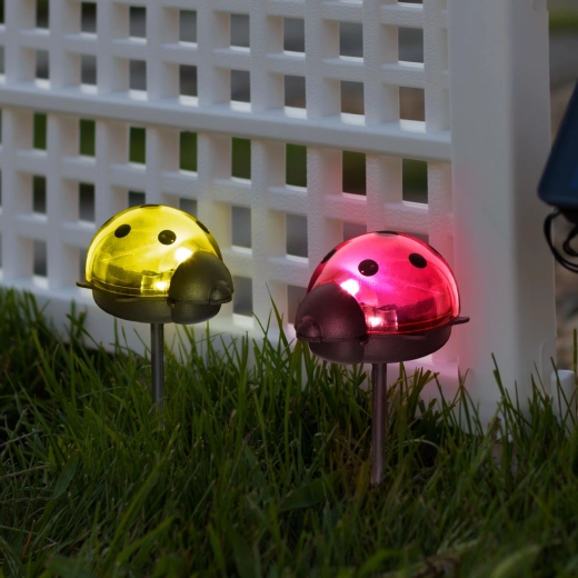 Saules LED dārza lampa mārītes formā ar auksti baltu gaismu - 1 gab.