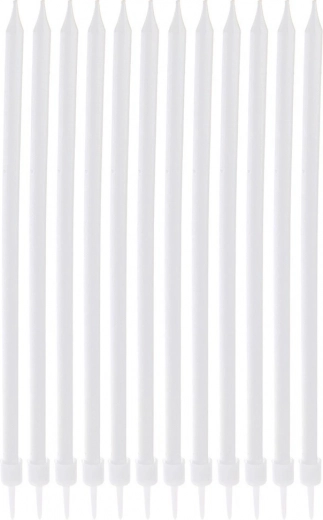 Long white birthday candles for cake 14.5 cm, 12 pcs