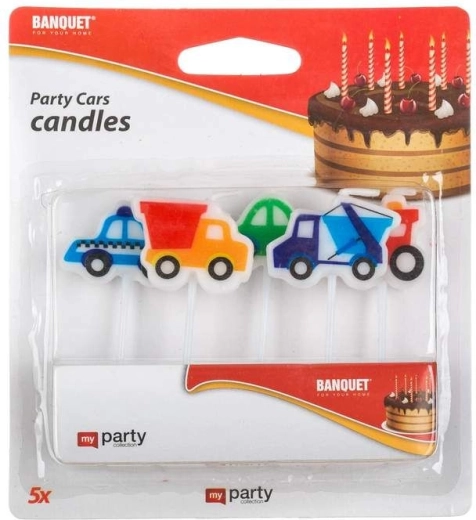 Dzimšanas dienas tortes sveces ar auto motīvu, 5 gab.