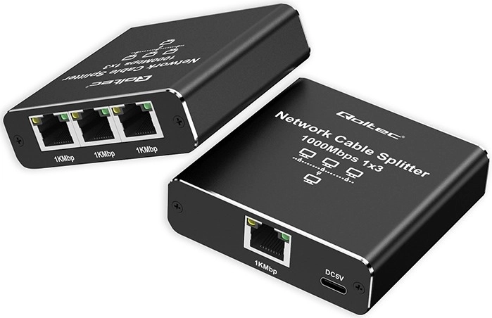 Ethernet sadalītājs mini slēdzis 1x3 RJ45 1000 Mb/s USB-C alumīnija