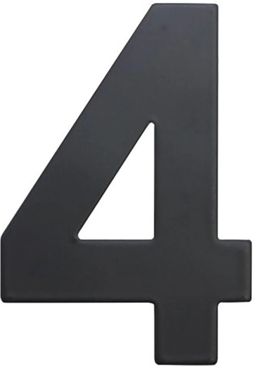 House Number 4, 75 mm, stainless steel, matte black