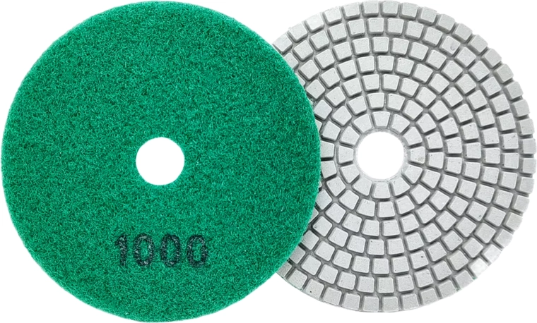 Set of 80 mm diamond polishing pads for tiles and stone, dry and wet, hook-and-loop – grit 1000, 10 pcs