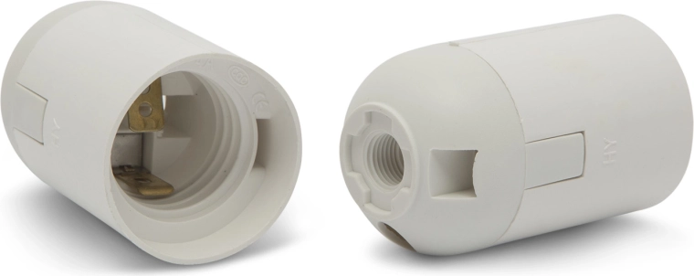 White plastic E27 lamp holder