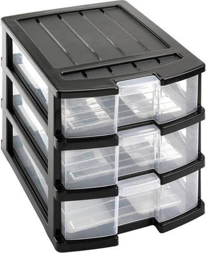 Plastmasas plaukts ar trim atvilktnēm 34 × 25 × 23,5 cm
