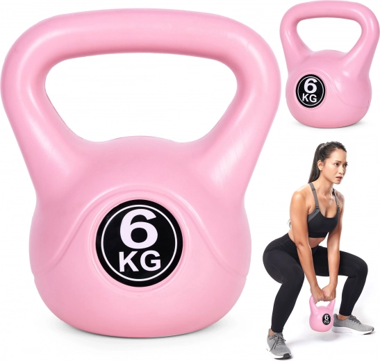 Kettlebell 6 kg rozā ModernHome – svaru bumba funkcionālajiem treniņiem un spēka vingrinājumiem