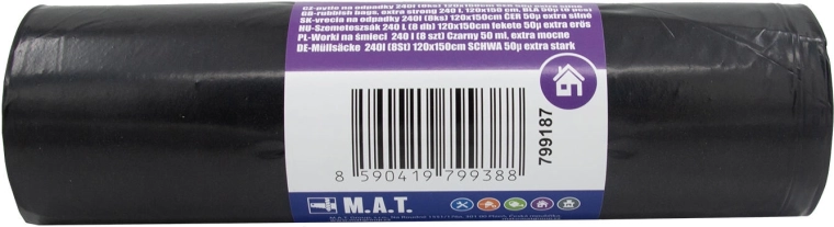 Atkritumu maisi 240 l, īpaši izturīgi, melni (8 gab.)