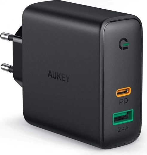 Tīkla lādētājs AUKEY PA-D3 2×USB ar Power Delivery 60 W