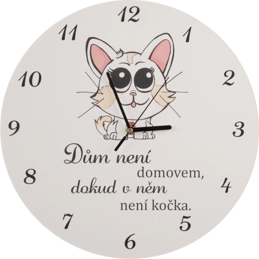 White wooden wall clock Cat Home 34 cm