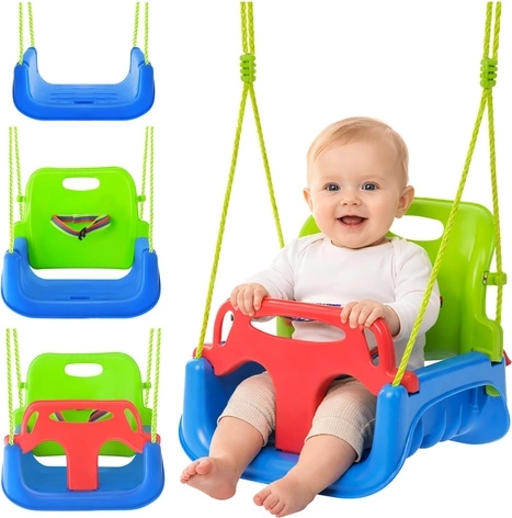 Children’s 3-in-1 swing on ropes, green-blue Kruzzel up to 30 kg