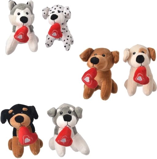 Plush Dog with Heart 18 cm (6 variants)