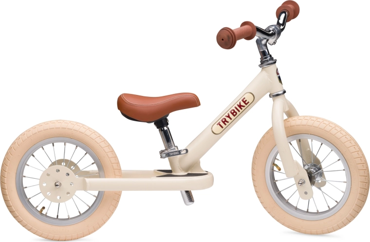 Trybike bērnu līdzsvara skrejritenis pirmais velosipēds krēmkrāsā