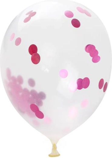 Baloni ar rozā konfeti 30 cm (5 gab.) TORO