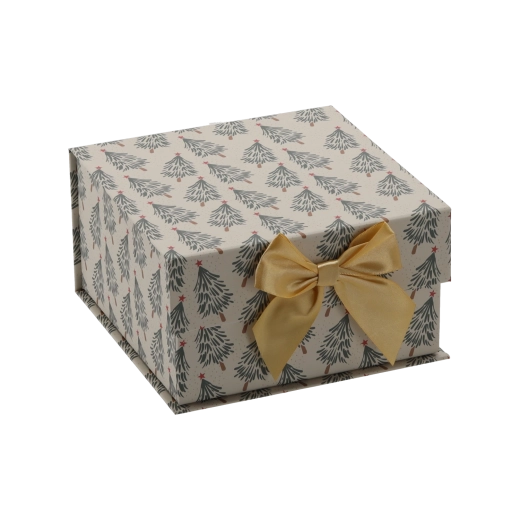 Ziemassvētku dāvanu kastīte ar zelta bantīti 20 × 20 × 11 cm