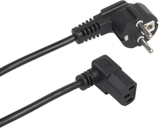Angled EU power cable CEE 7/7 to IEC C13, 3 m – Maclean