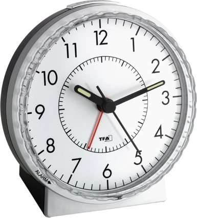 TFA alarm clock with backlight, silver