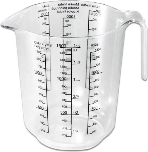 Plastmasas mērkrūze 1,5 l ar apdruku
