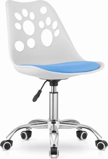 Modern office chair white and blue with chrome base