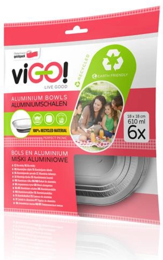Vigo! aluminum bowl 18 cm, height 3.4 cm, 6 pcs