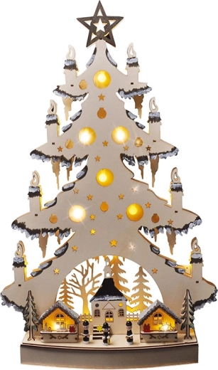 Solight LED koka Ziemassvētku eglīte ar dekorācijām, 64 cm – 1 gabals
