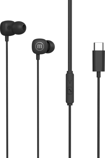 Maxell Square+ In-Ear Headphones with USB-C, Black