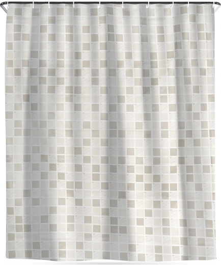 Waterproof shower curtain with hooks, mosaic 180 × 180 cm