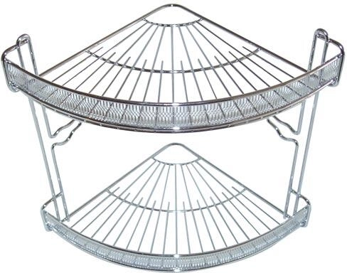 Corner bathroom shelf, 2 tiers, chrome, 22 × 22 × 27 cm