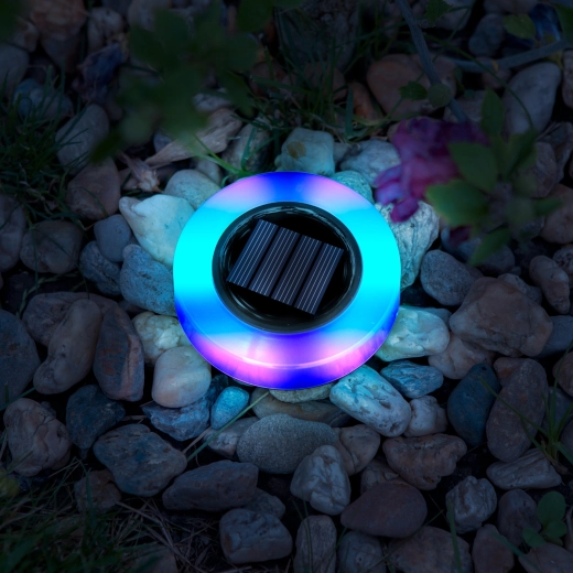 Saules enerģijas dārza LED lampa ar RGB apgaismojumu