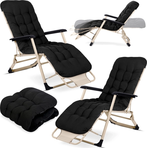 Folding garden loungers with padding SOFOTEL ChillWell, set of 2, black
