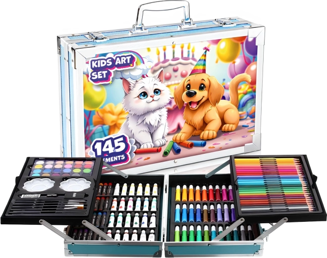 Bērnu zīmēšanas komplekts Renew Force Pets ar 145 detaļām koferītī