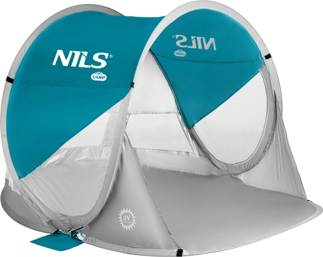 Pašuzceļams pludmales telts NILS Camp zilganzaļā krāsā