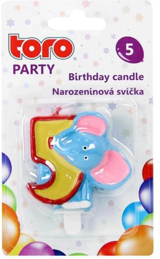Tortes svece cipars 5 ar ziloni TORO 5 cm