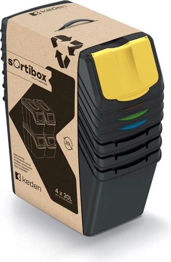 Šķirošanas tvertņu komplekts Sortibox 4×20 l – sakraujamas atkritumu tvertnes
