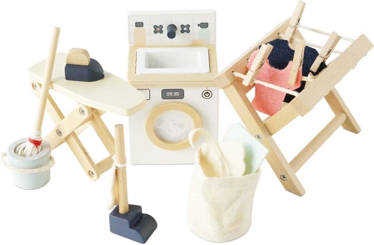 Le Toy Van koka mēbeles leļļu mājiņai – veļas telpa (komplekts 16 gab.)