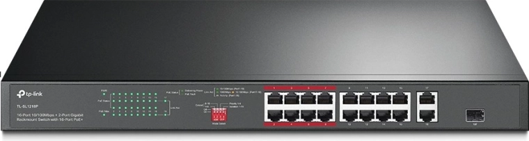 TP-Link TL-SL1218P PoE+ slēdzis 16× Fast Ethernet, 2× Gigabit, 1× SFP