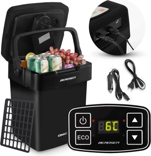 Pārnēsājams auto ledusskapis BERDSEN ICEMAX 29 l ar ECO režīmu – melns