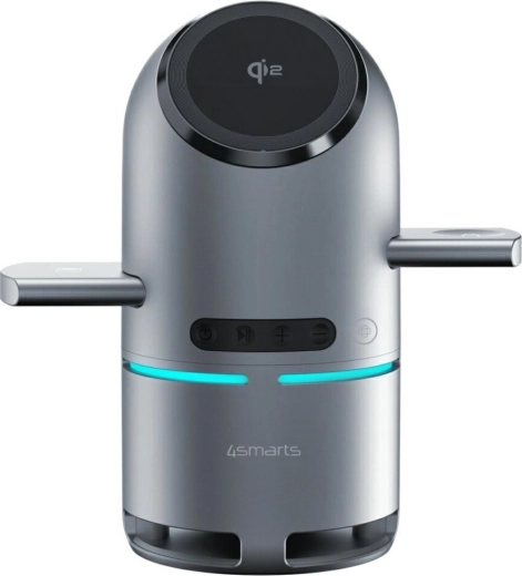 Bezvadu uzlādes stacija 3v1 4smarts ChargeBot Sound Qi2 pelēka
