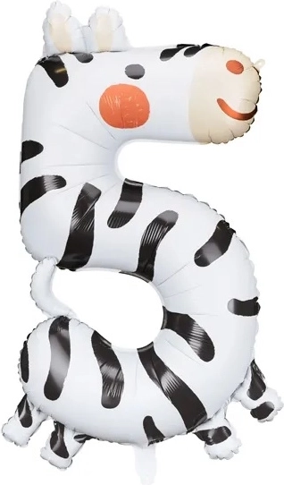 Folijas balons cipars 5 – zebra 42 × 81 cm