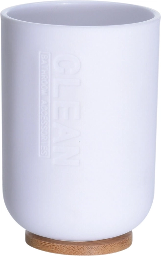 Vannas glāzīte ar bambusa pamatni 300 ml, balta