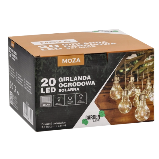 Saules dārza virtene 20 LED siltā baltā 5,8 m IP44