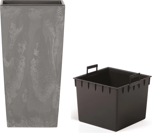 Planter with insert URBI Square concrete effect 29.5 × 29.5 × 55 cm marengo
