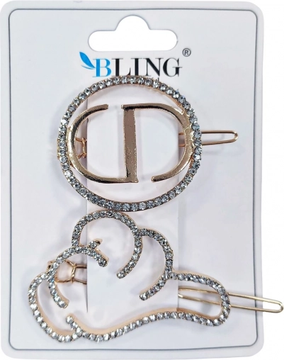 Hair clips, BLING hair pins 2 pcs - gold, type IV