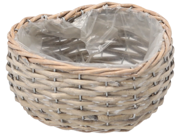 Pīts klūgu puķu poda apvalks sirds formā 17 × 19 × 8 cm, pelēks