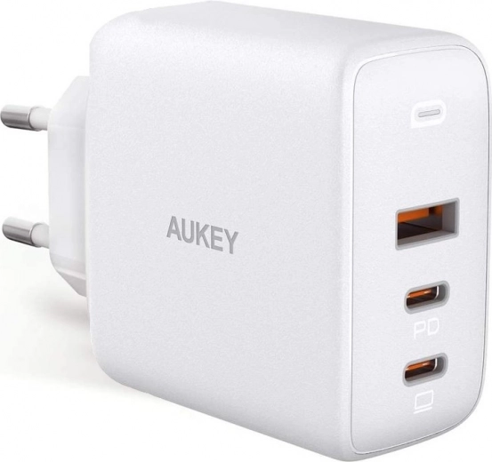 Balts GaN tīkla lādētājs Omnia Mix 3× USB (2× USB‑C + 1× USB‑A) 90 W