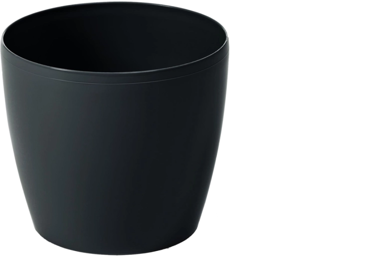 Decorative flower pot cover Magnolia 18 cm black Lamela